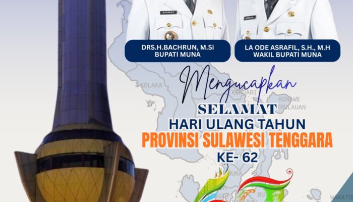 Pemda Muna Ucapkan Selamat Hari Ulang Tahun Prov. Sultra Ke-62.