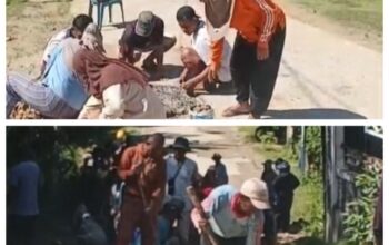 Kadis PMD Apresiasi Warga Desa Lasunapa Swadaya Perbaiki Jalan Rusak.