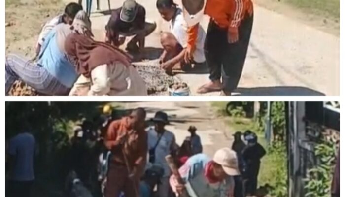 Kadis PMD Apresiasi Warga Desa Lasunapa Swadaya Perbaiki Jalan Rusak.